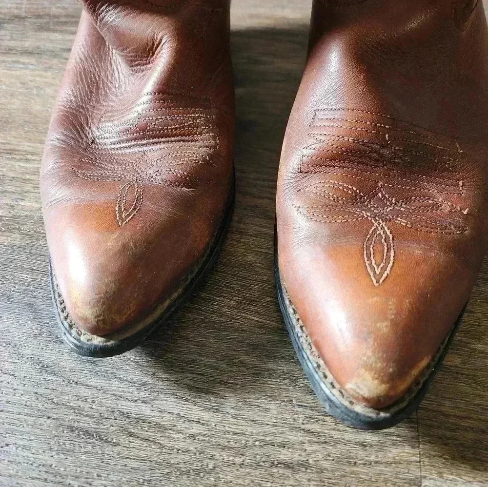 Vintage ACME Brown Leather Western Cowboy Boots - Mens Size 9.5 - Picture 8 of 8